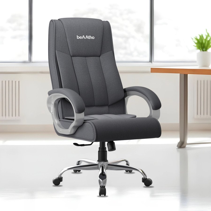 beaatho Berlin Orthopedic Boss Chair| Breathable Fabric Executive Office Chair Fabric Office Executive Chair (Grey, Optional Installation Available)